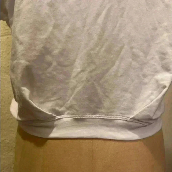 iGENJUN White Crew Neck Rolled Sleeves Pleated Hem Top NWT Size XL - Picture 6 of 9